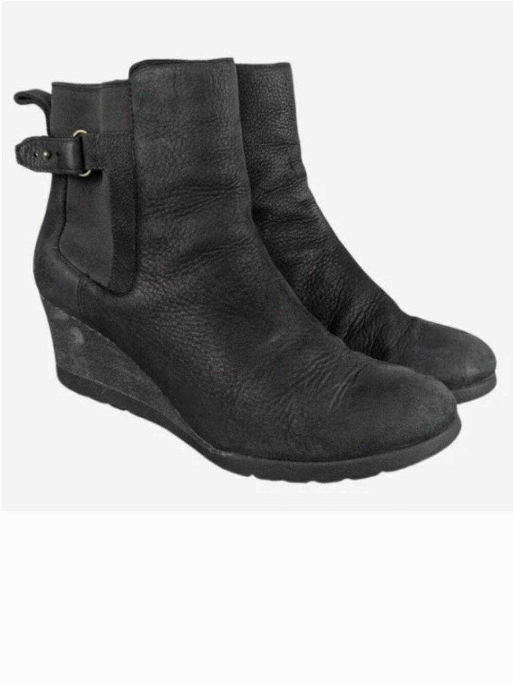UGG Indra Waterproof Leather Wedge Ankle Boot Black 10
